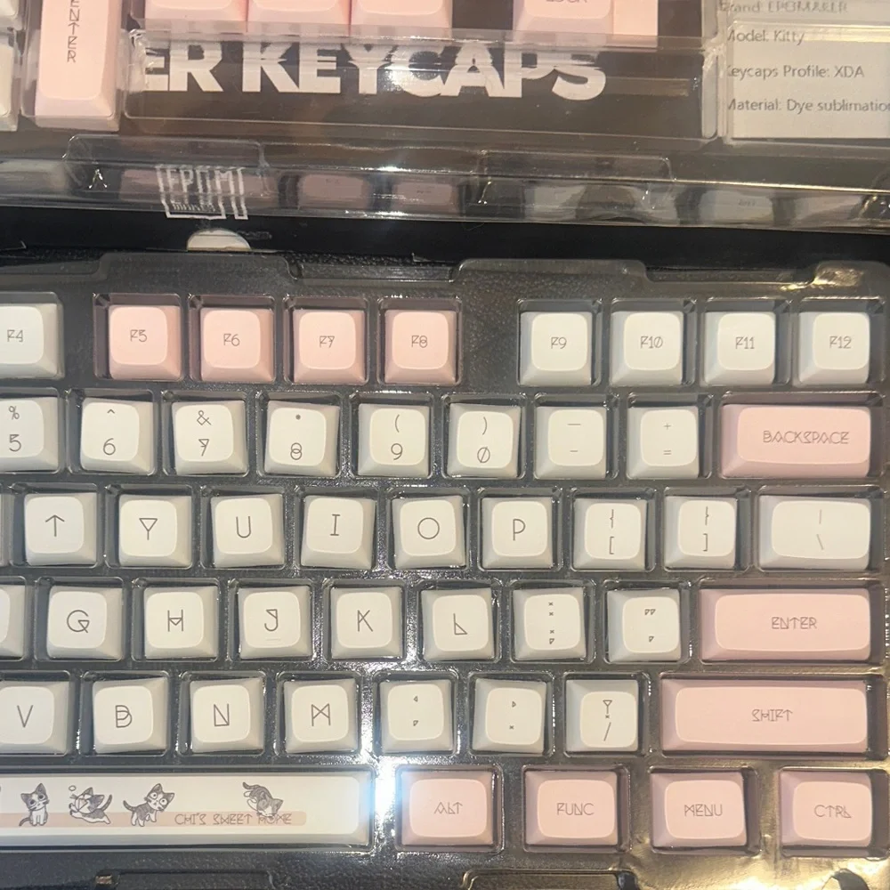 EPOMAKER Pink and White Kitty PBT Keycap Set